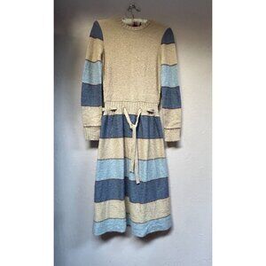 Vintage Crissa Womens Colorblock Sweater Dress Size 10 Mohair Blend Brown Blue